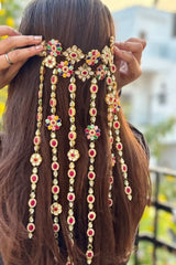 Royal Multicolor Kundan Floral Hair Chain