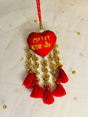 Red Heart My 1st Karwachoth Kalira with Golden Bells & Tassels