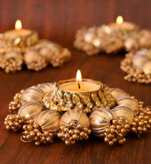Golden Ball Tealight Holders Set of 4pc