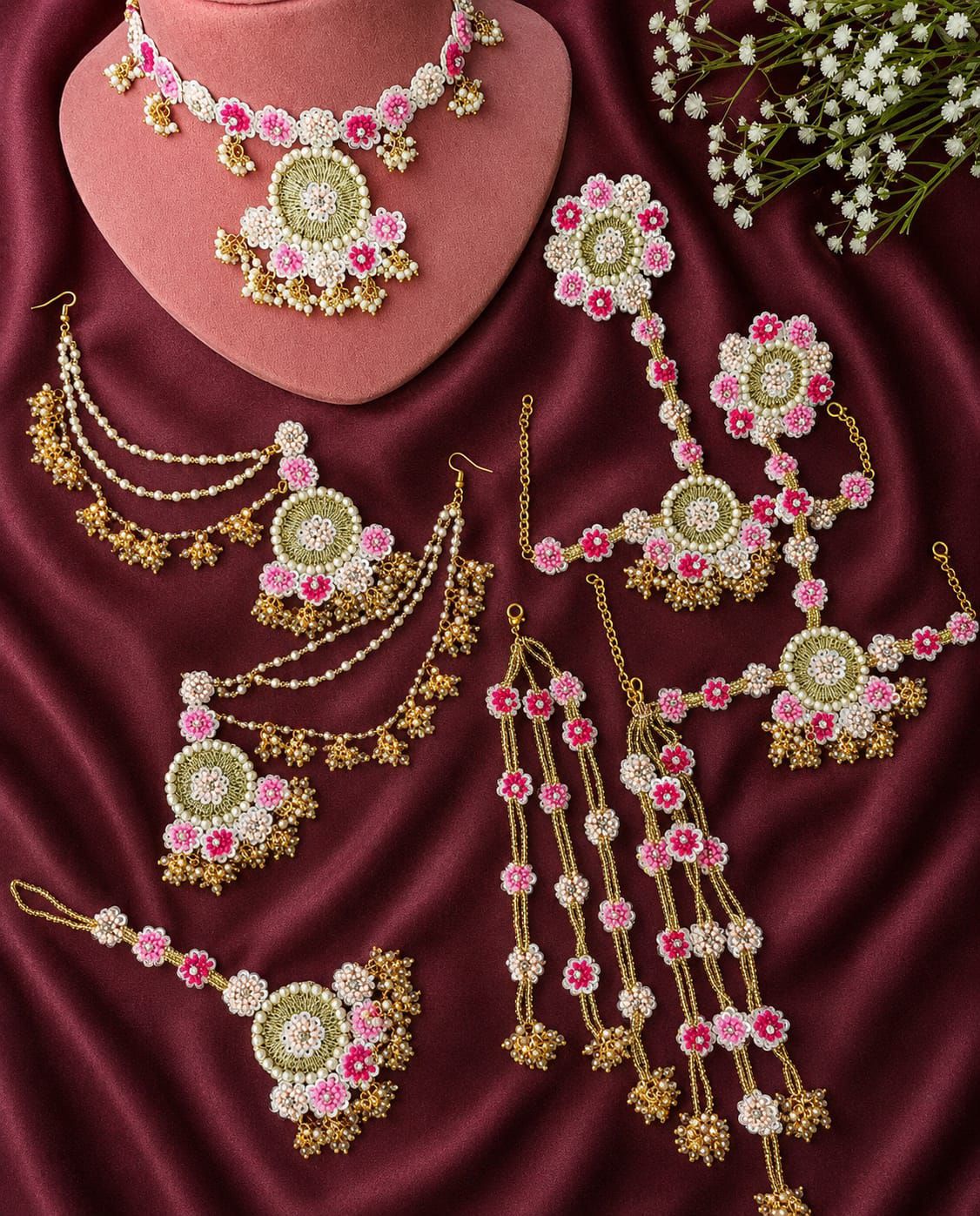 Royal Beaded Haldi Jewellery Set