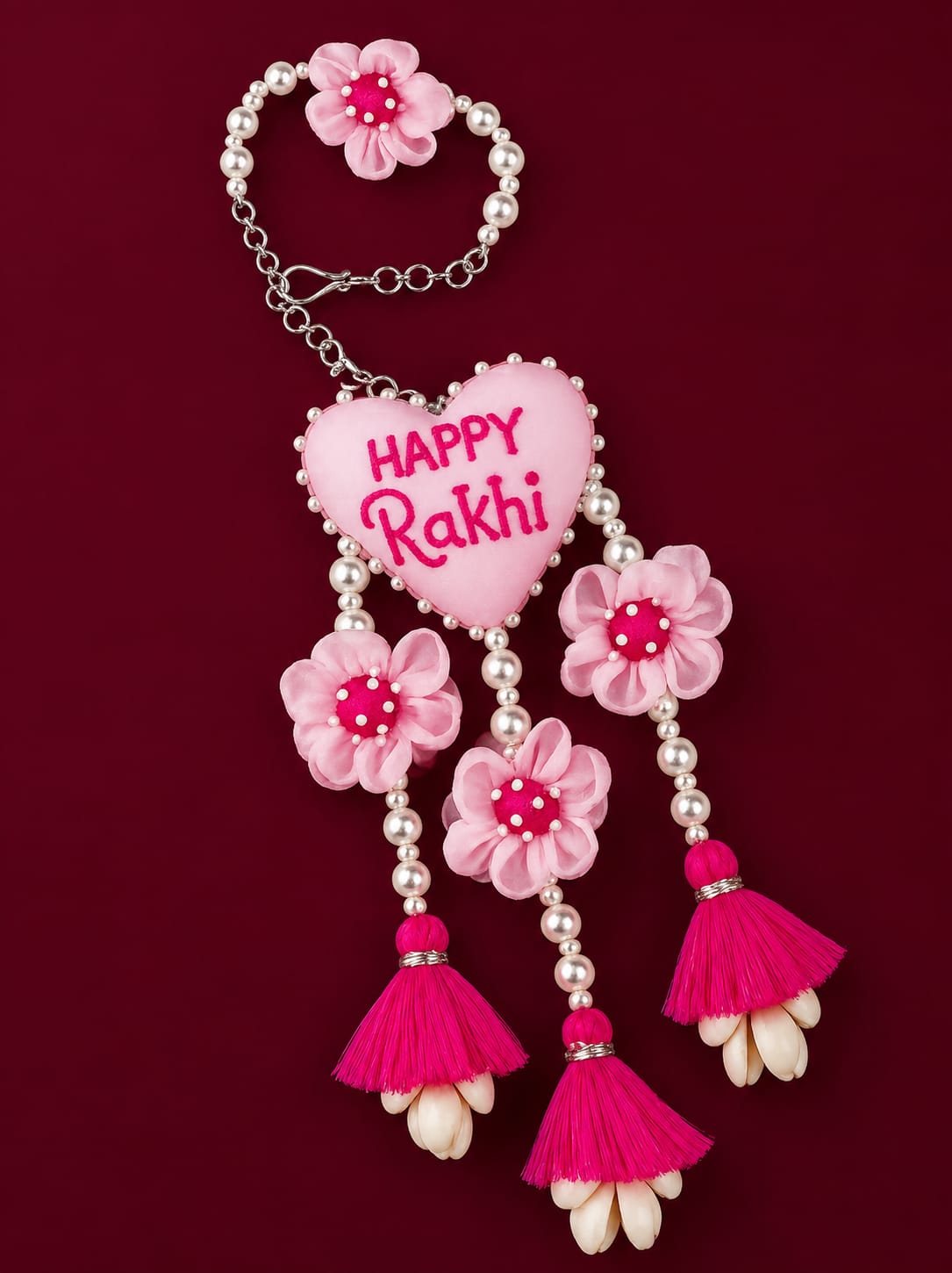 Happy Rakhi Heart Floral Lumba Rakhi