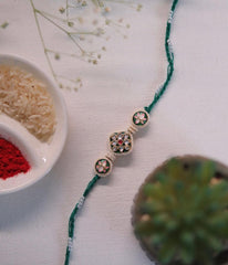 Handcrafted Floral Kundan Rakhi for Brother