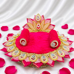 Royal Pink Floral singhasan Laddu Gopal 2 in 1