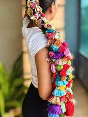 Multicolor Handmade Bridal Parandi with Colorful Tassels & Traditional Hair Accessories