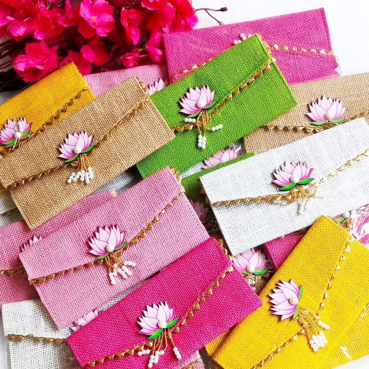 Jute Envelope with Lotus