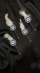 Evil Eye Weeding Brooch With Feather