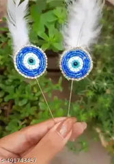 Evil Eye Weeding Brooch With Feather And Bracelate Combo